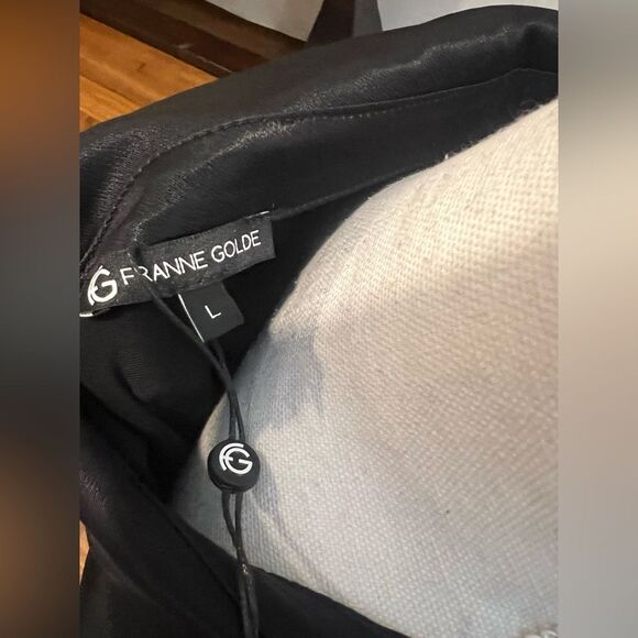 Franne Golde Black Harlow Button-Up Shirt size L NWT - Picture 10 of 12